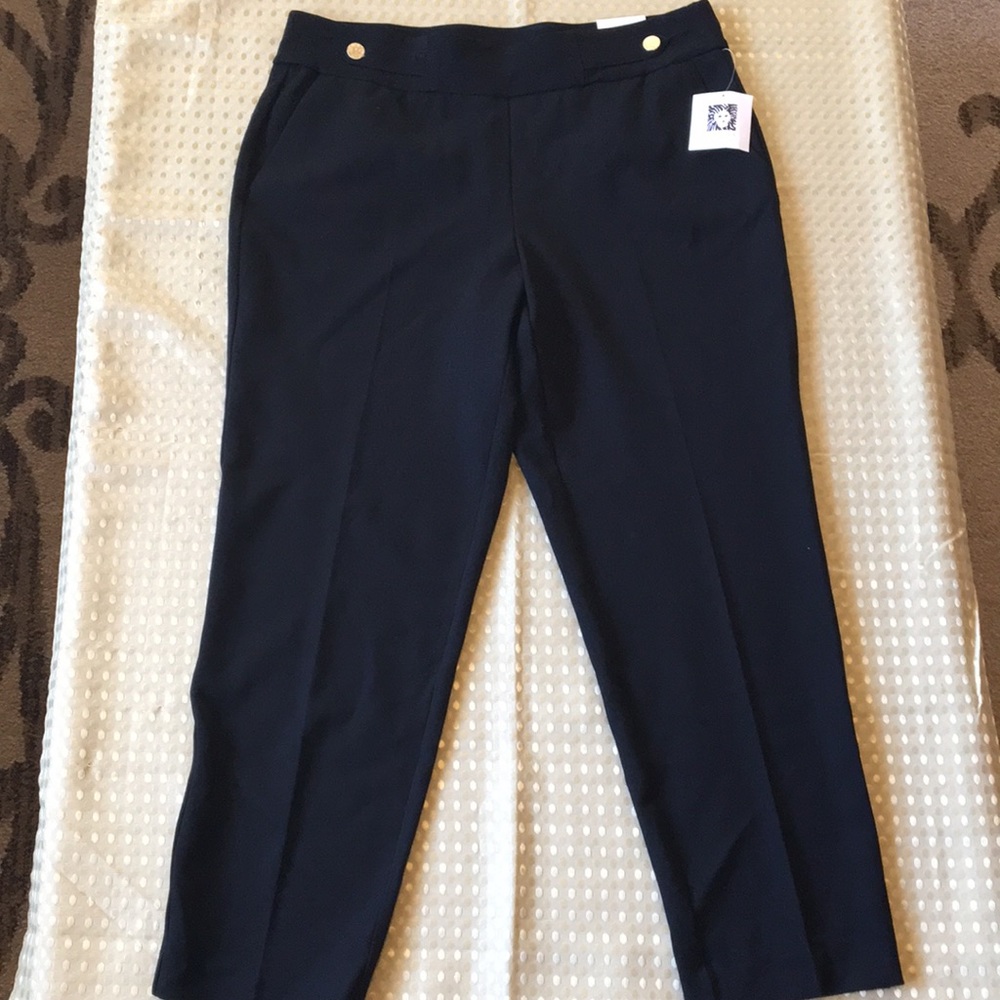 Anne Klein Woven Dress Pants Slim Leg Black Sz 1X